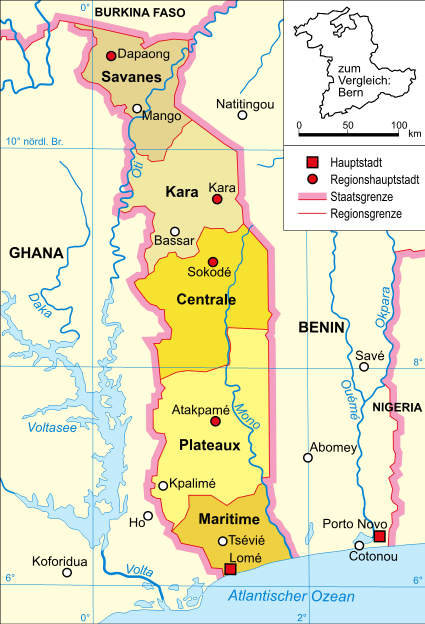Togo karte politisch